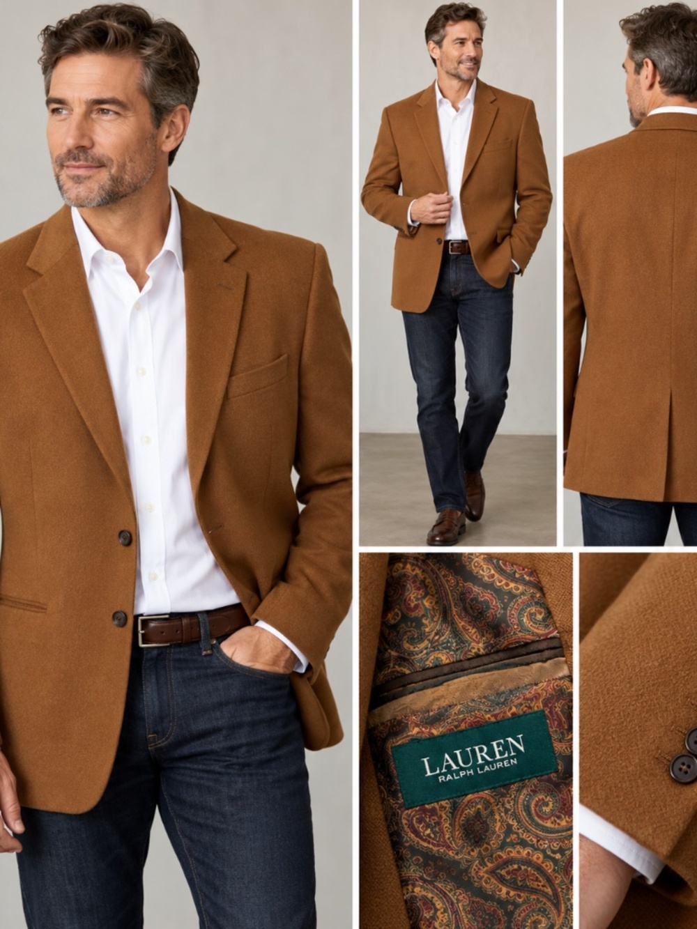 Lauren Ralph Lauren Men's Camel Brown Blazer – Size 50 Long (50L)